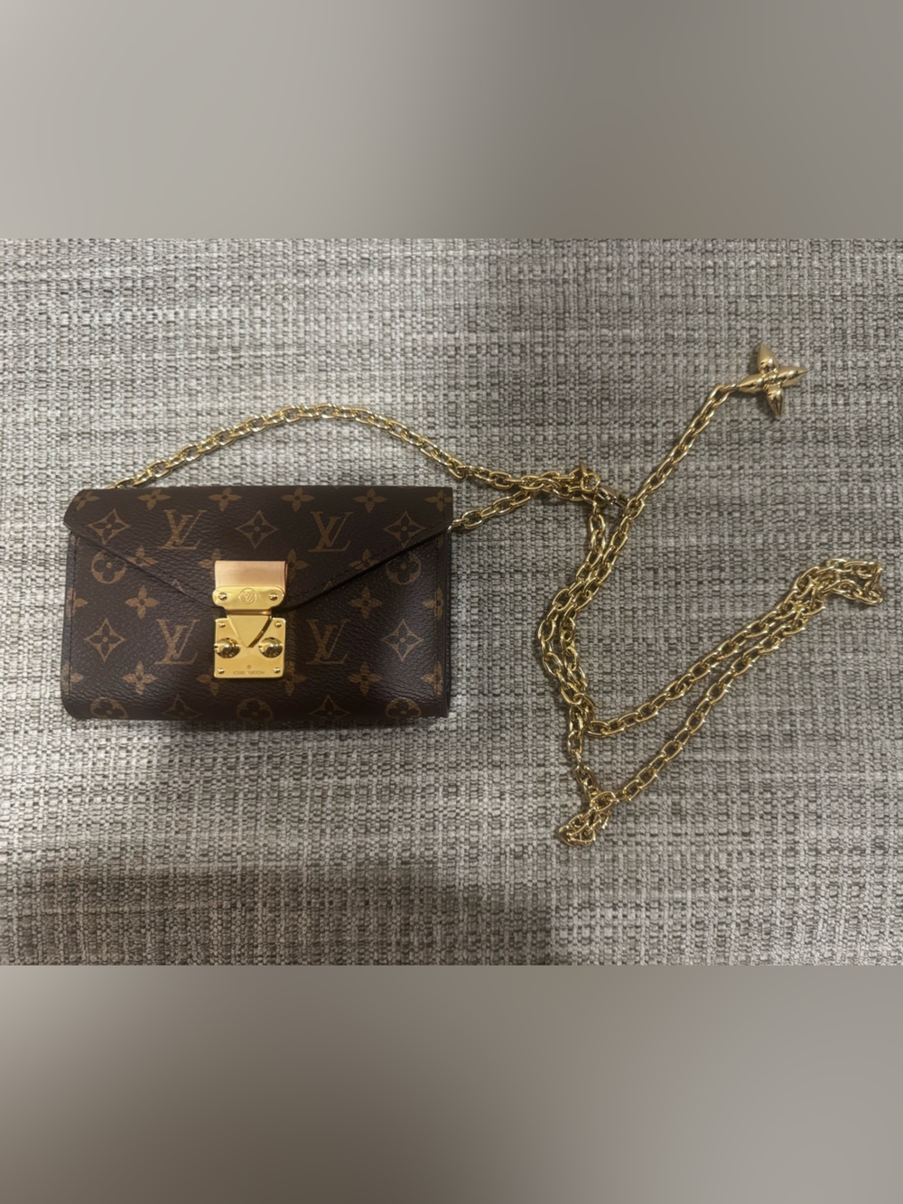Louis Vuitton Brown Monogram Pochette Metis Crossbody with Gold Chain